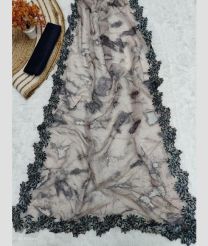 Cream and Black color Organza sarees with all over swarovski diamond buties with multi embroidery cutwork design -ORGS0003361