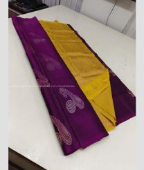 Magenta and Mustard Yellow color soft silk kanchipuram sarees with all over big buties design -KASS0001010
