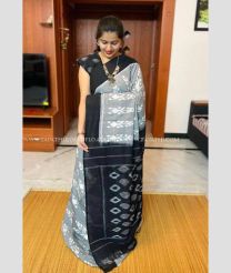 Grey and Black color linen sarees with all over digital printed design -LINS0003772