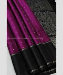 Magenta and Black color soft silk kanchipuram sarees with all over buttas design -KASS0001045
