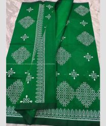 Green and White color mangalagiri sico handloom saree with printed design saree -MAGI0000187