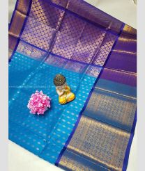 Blue and Purple Blue color kuppadam pattu handloom saree with all over buties with kanchi border design -KUPP0096717