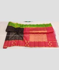 Black Red and Green color gadwal sico handloom saree with zari border saree design -GAWI0000394