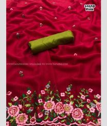 Red and Mehndi Green color Chiffon sarees with embroidery work design -CHIF0000241