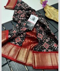 Black and Maroon color Organza sarees with printed design -ORGS0001833