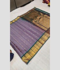 Dull Purple and Forest Fall Green color gadwal sico handloom saree with all over buties design -GAWI0000751
