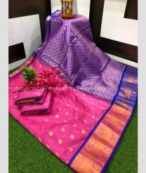 Pink and Purple color Chenderi silk handloom saree with all over butties saree design -CNDP0011823