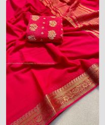Red color Georgette sarees with plain design -GEOS0020940