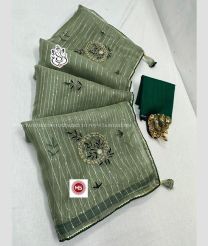 Fern Green and Pine Green color Organza sarees with heavy work with khalti work design -ORGS0003137