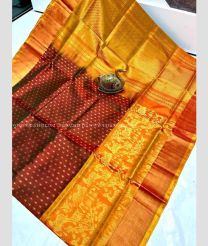 Chestnut and Orange color uppada pattu sarees with anchulatha border design -UPDP0022110