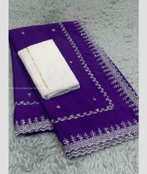 Purple color Chiffon sarees with all over sequence buties and border work design -CHIF0001830