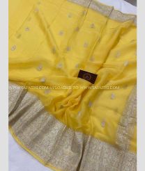 Yellow and Silver color Georgette sarees with jacquard border design -GEOS0024298