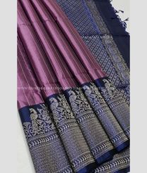 Magenta and Navy Blue color soft silk kanchipuram sarees with all over buties with double warp border design -KASS0000934