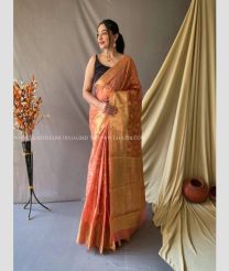 Orange colour Organza sarees with zari border saree design -ORGS0000641