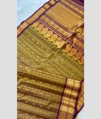 Mehndi Green and Maroon color gadwal sico handloom saree with temple  border saree design -GAWI0000405