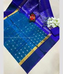 Blue Ivy and Blue color uppada pattu handloom saree with all over small jari buties design -UPDP0016511
