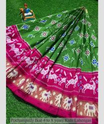 Green and Pink color Ikkat Lehengas with all over ikkat design -IKPL0025085