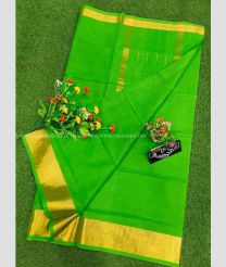 Parrot Green and Golden color Uppada Cotton sarees with all over checks design -UPAT0004755