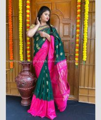 Pine Green and Pink color Chenderi silk handloom saree with allover designed sarees -CNDP0001262