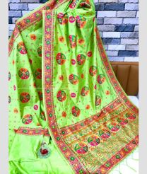 Pista and Pink color silk sarees with all over meena woven pattern with extraordinary stunning pallu and fancy tassels design -SILK0017278