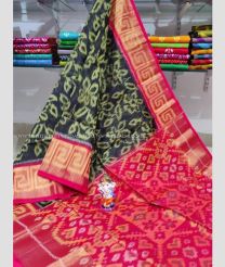 Dark Grey and Pink color Ikkat sico handloom saree with pochampalli ikkat design -IKSS0000325