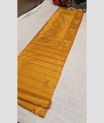 Golden Yellow color gadwal pattu handloom saree with all over meenakari buties and in border design -GDWP0001449