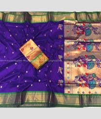 Purple and Dark Green color paithani sarees with all over buties with heavy border design -PTNS0005131