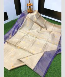 Cream and Purple color Uppada Tissue handloom saree with all over dollar buties saree design -UPPI0000380