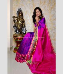 Magenta and Pink color uppada pattu handloom saree with pochampally border design -UPDP0021212
