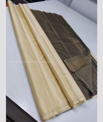 Cream and Dark Grayish Olive color soft silk kanchipuram sarees with hand woven design -KASS0000580