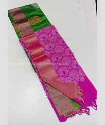 Green and Pink color soft silk kanchipuram sarees with all over buties design -KASS0001015