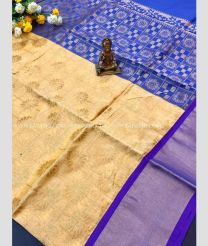 Cream and Purple color Chenderi silk handloom saree with kaddy border saree design -CNDP0009743