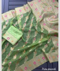 Pista and Pink color Organza sarees with minakari and heavy jacqurd palla design -ORGS0001885