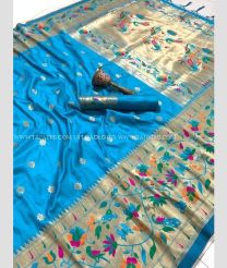 Blue and Blue Ivy color paithani sarees with pure zari brocket design  and minakari border -PTNS0004631