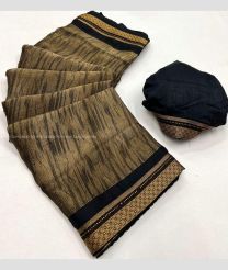 Brown and Black color Georgette sarees with fancy weaving border design -GEOS0008959