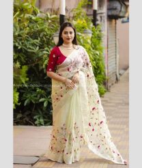 Lemon Yellow and Pink color Organza sarees with embroidery work saree design -ORGS0001744