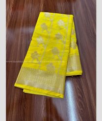 Mustard Yellow and Golden color Banarasi sarees with fancy border design -BANS0018869