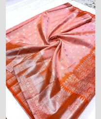 Copper and Orange color venkatagiri pattu handloom saree with jari border design -VAGP0000946