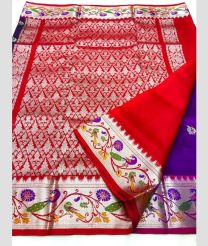 Purple and Red color venkatagiri pattu handloom saree with anchulatha border design -VAGP0000947