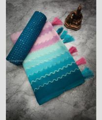 Sky Blue and Teal color Banarasi sarees with all over jari weaving design -BANS0003036
