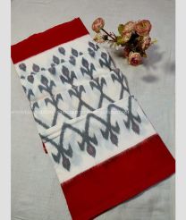 Maroon and Cream color pochampally Ikkat cotton handloom saree with special marthas pattern saree design -PIKT0000307