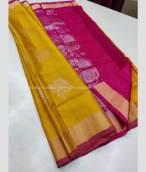 Yellow and Pink color soft silk kanchipuram sarees with zari border design -KASS0000414
