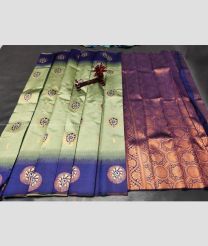 Fern Green and Purple color Uppada Cotton handloom saree with all over buties design -UPAT0004439