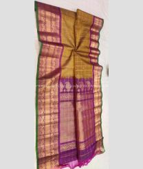 Mustard Yellow Pink and Green color gadwal sico handloom saree with kanchi border saree design -GAWI0000339