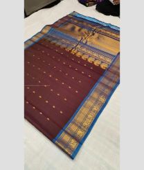 Maroon and Blue color gadwal sico handloom saree with all over buties design -GAWI0000748
