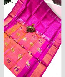 Coral Pink and Pink color uppada pattu handloom saree with all over buttas design -UPDP0021920