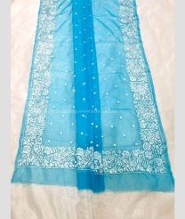 Sky Blue and Blue color Banarasi sarees with all over embroidery work buties with embroidery border design -BANS0018817