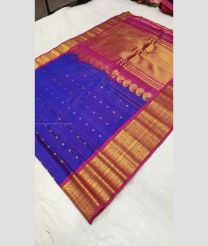Purple Blue and Deep Pink color gadwal sico handloom saree with all over buties with big border design -GAWI0000614