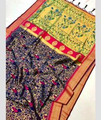 Navy Blue and Red color paithani sarees with unique pattern and also full anmol zari jal pattern design -PTNS0005165