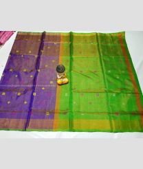 Purple and Parrot Green color Uppada Tissue handloom saree with all over tissue nakshthra buties design -UPPI0001421